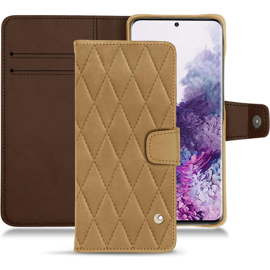 Noreve Lederschutzhülle Wallet (Samsung Galaxy S20+), Smartphone Hülle, Braun