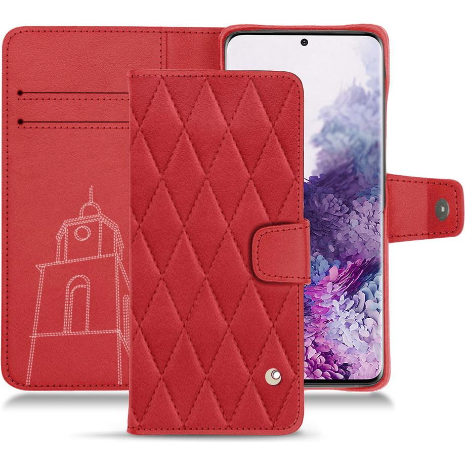 Noreve Lederschutzhülle Wallet (Samsung Galaxy S20), Smartphone Hülle, Rot