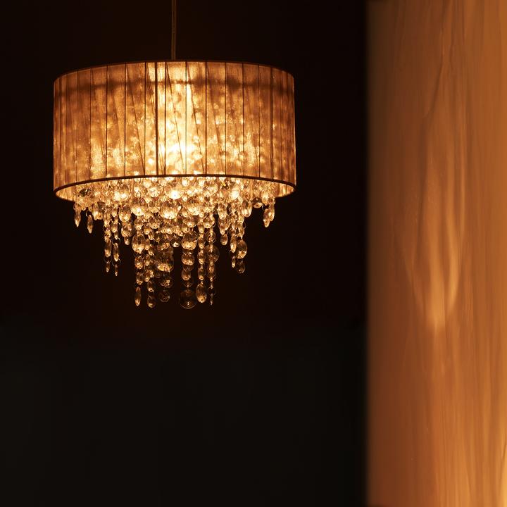 Image du produit Relaxdays Lampe suspension en cristal, organza (E27)