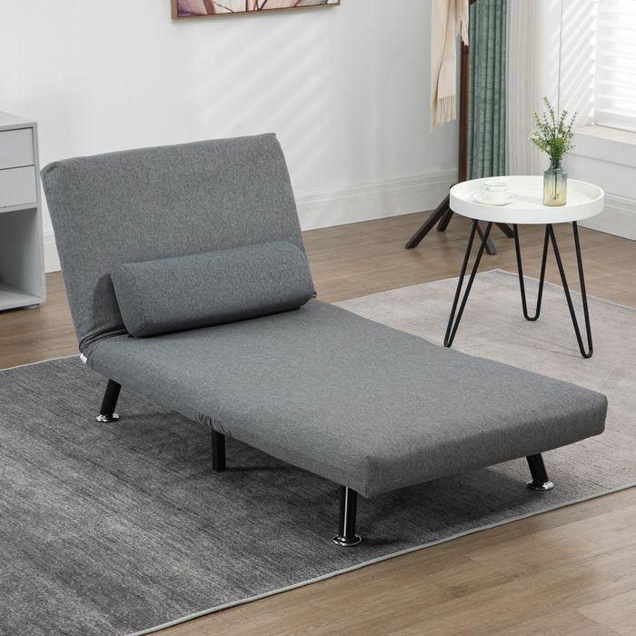 Produktbild Swisshandel24 Klappbett, Schlafsessel, neigbare Rückenlehne, Stahl, Leinenoptik, schwarz, 75x70x75cm