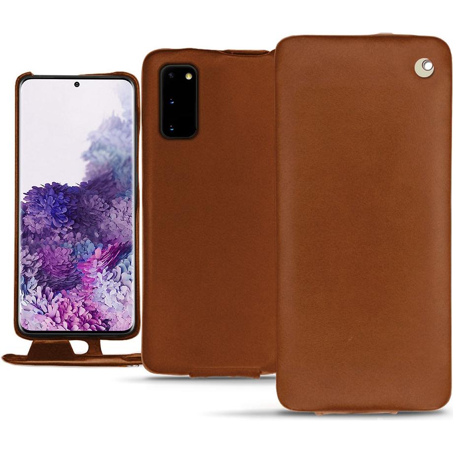 Noreve Lederschutzhülle vertikal (Samsung Galaxy S20), Smartphone Hülle, Braun