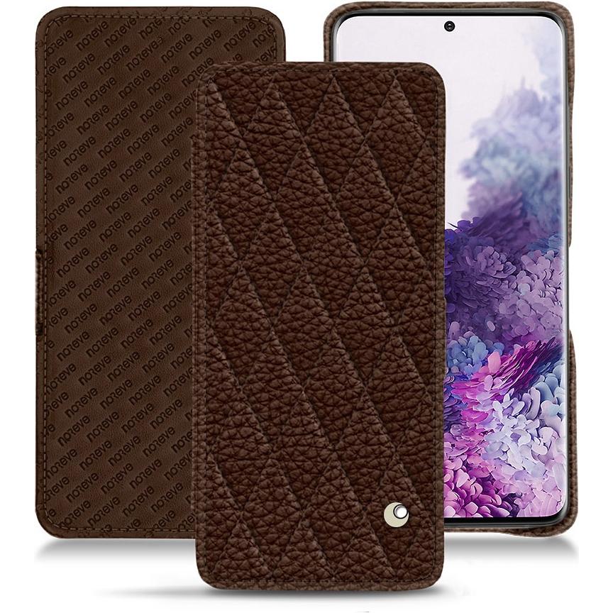 Noreve Lederschutzhülle horizontal (Samsung Galaxy S20), Smartphone Hülle, Braun