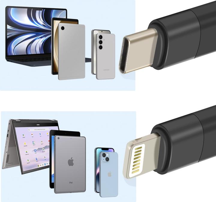 Image du produit LinQ Câble USB-C / 2x USB-C + Lightning (1.20 m, USB 3.2 Gen 1)
