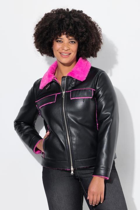 Produktbild Angel of Style Lederoptik-Jacke, Classic Fit, Neon Webpelzfutter (48)