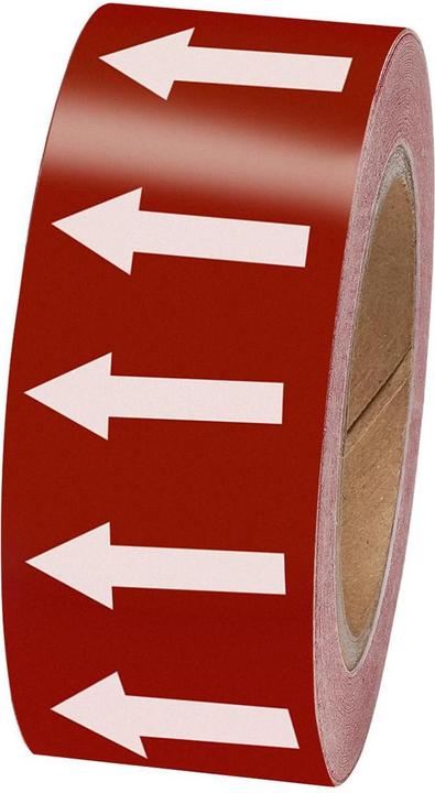 Produktbild Brady B-7541, Rohrmarkierung - Pfeilbänder, Laminierter Polyester, Weiss auf Rot, 50.00 mm x 33.00