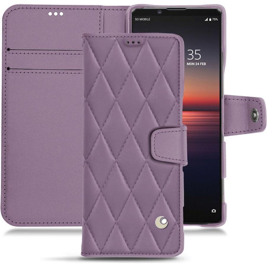 Noreve Lederschutzhülle Wallet (Sony Xperia 1 II), Smartphone Hülle, Violett