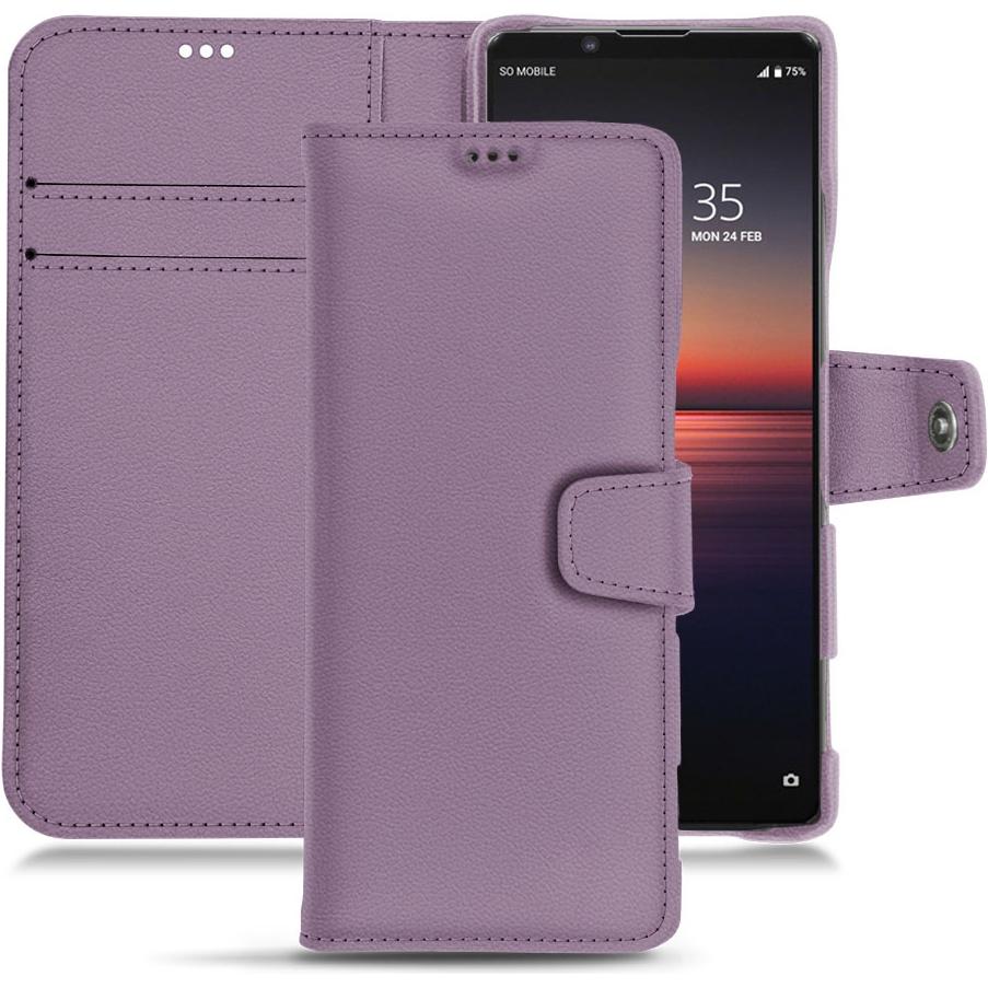 Noreve Lederschutzhülle Wallet (Sony Xperia 1 II), Smartphone Hülle, Violett