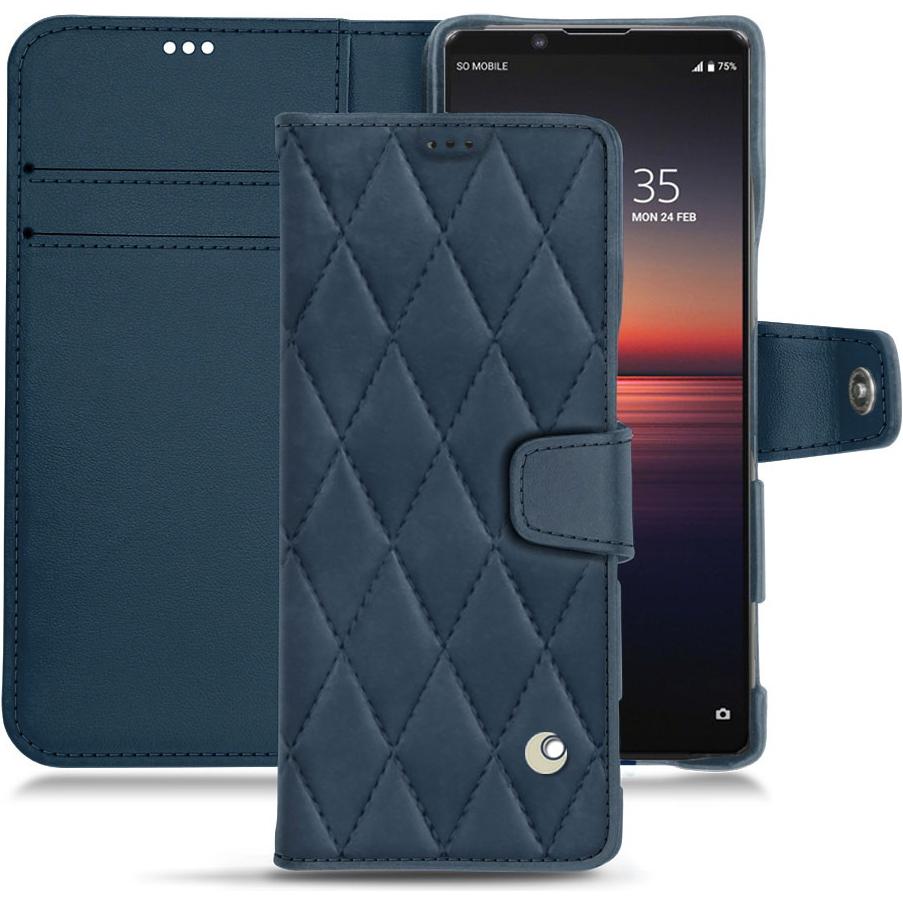 Noreve Lederschutzhülle Wallet (Sony Xperia 1 II), Smartphone Hülle, Blau
