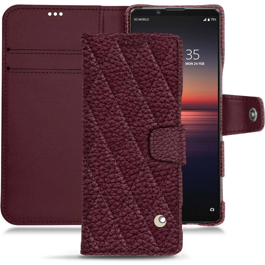 Noreve Lederschutzhülle Wallet (Sony Xperia 1 II), Smartphone Hülle, Violett