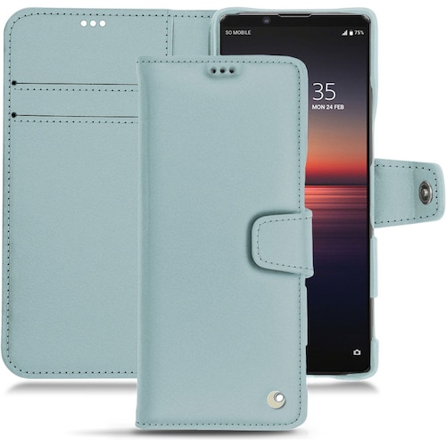 Noreve Lederschutzhülle Wallet (Sony Xperia 1 II), Smartphone Hülle, Blau