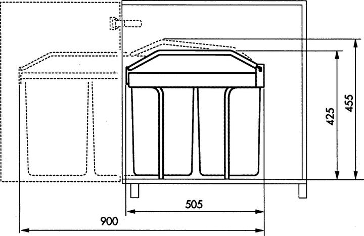 Produktbild Hailo Multi-Box duo L, Einbau-Mülleimer, 2x14 ltr (30 l)