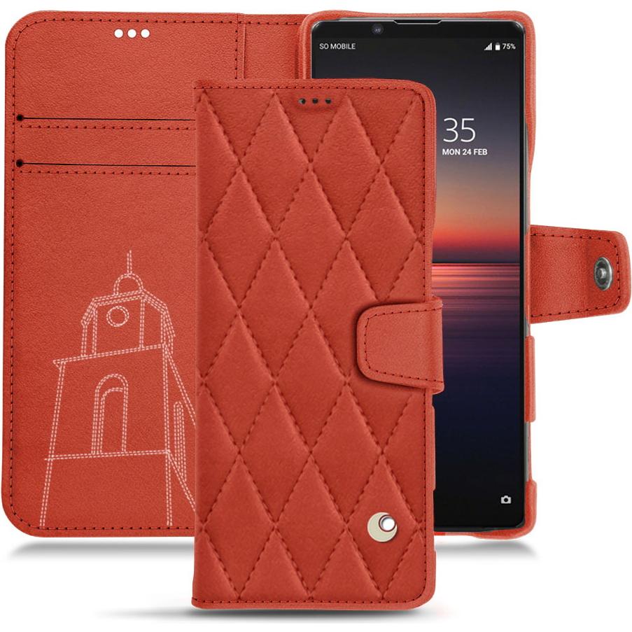 Noreve Lederschutzhülle Wallet (Sony Xperia 1 II), Smartphone Hülle, Orange