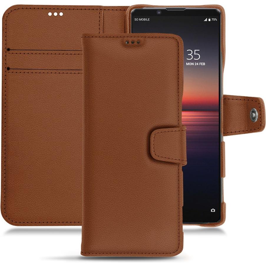 Thumbnail - Noreve Lederschutzhülle Wallet (Sony Xperia 1 II), Smartphone Hülle, Braun