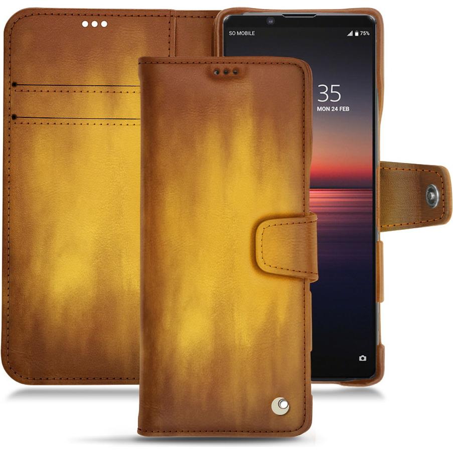 Noreve Lederschutzhülle Wallet (Sony Xperia 1 II), Smartphone Hülle, Gold
