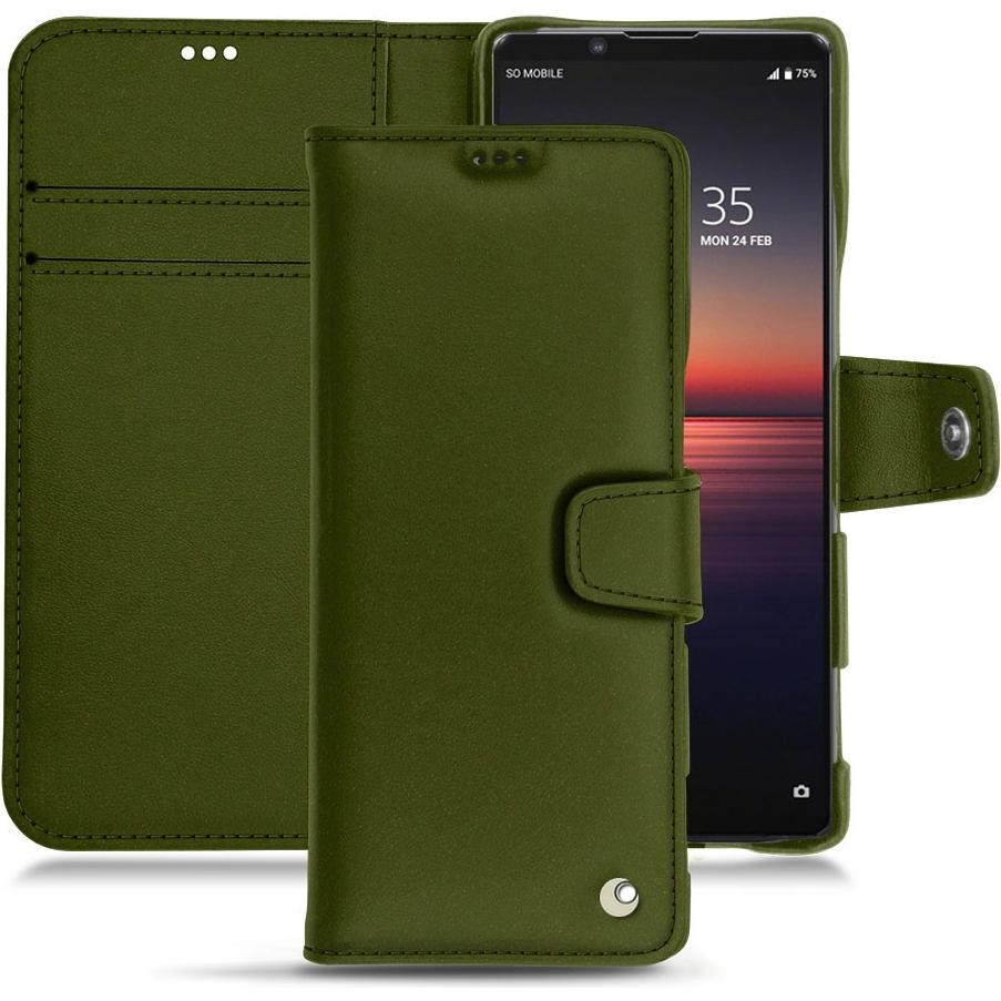 Noreve Lederschutzhülle Wallet (Sony Xperia 1 II), Smartphone Hülle, Grün