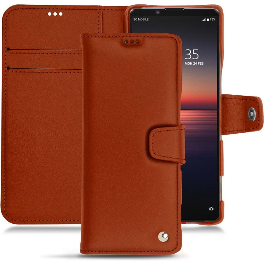 Noreve Lederschutzhülle Wallet (Sony Xperia 1 II), Smartphone Hülle, Orange