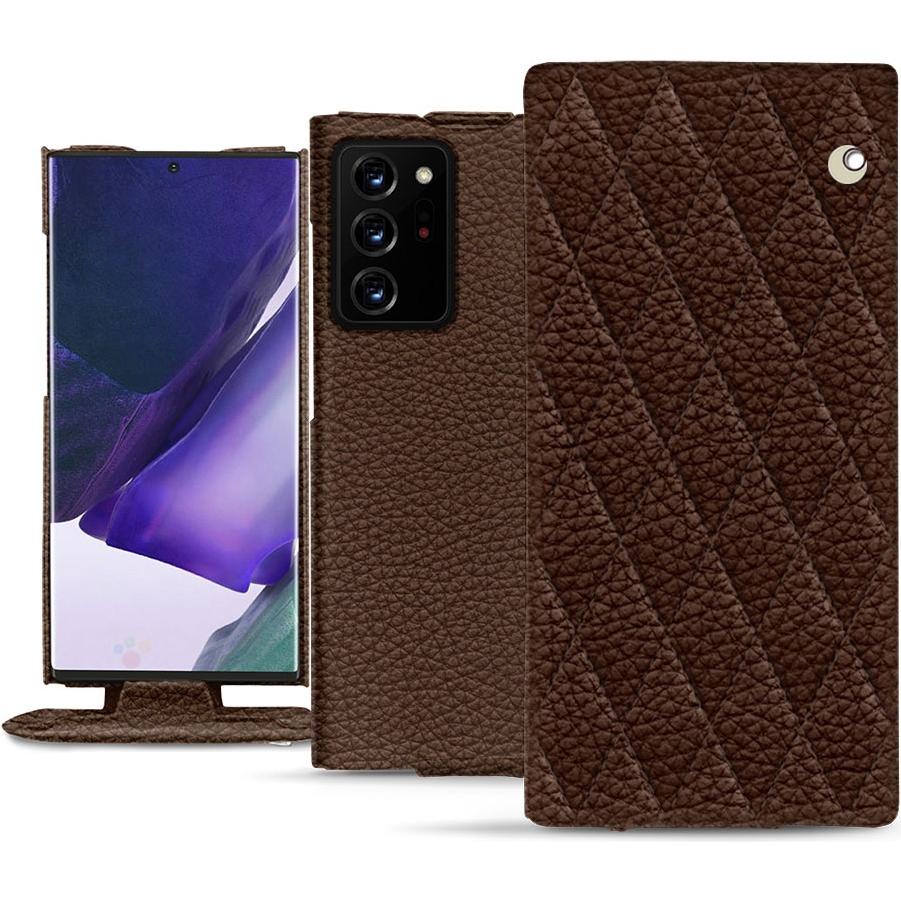 Noreve Lederschutzhülle vertikal (Samsung Galaxy Note 20 Ultra), Smartphone Hülle, Braun