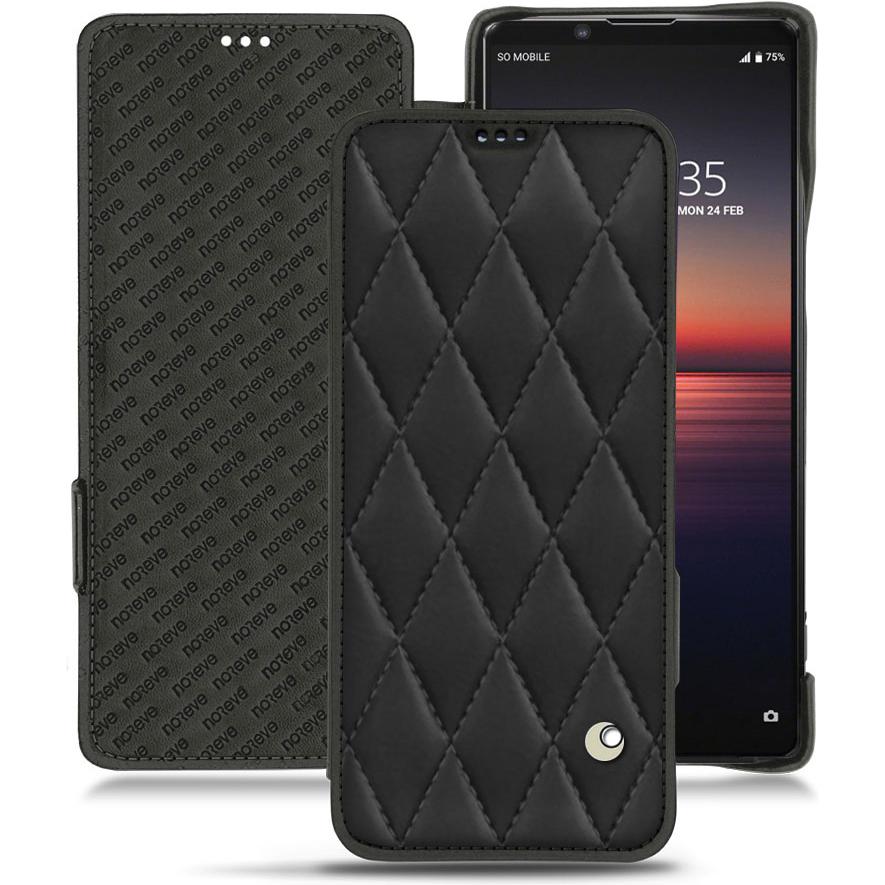 Noreve Lederschutzhülle horizontal (Sony Xperia 1 II), Smartphone Hülle, Schwarz