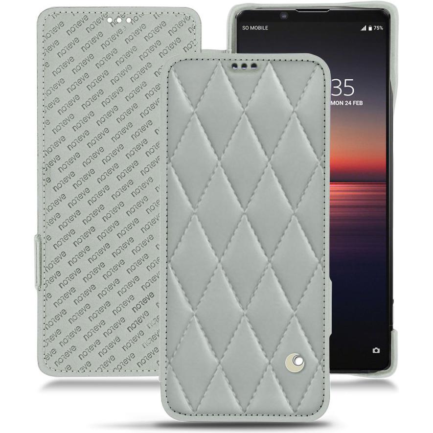 Noreve Lederschutzhülle horizontal (Sony Xperia 1 II), Smartphone Hülle, Grau
