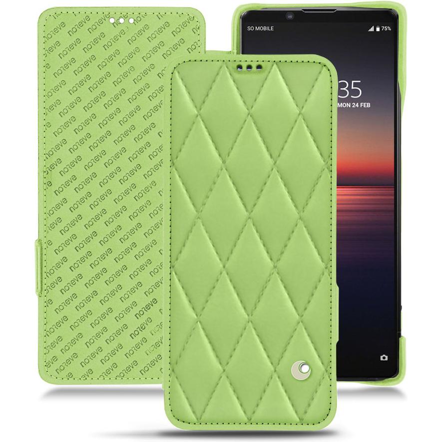 Noreve Lederschutzhülle horizontal (Sony Xperia 1 II), Smartphone Hülle, Grün