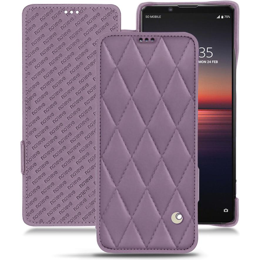 Noreve Lederschutzhülle horizontal (Sony Xperia 1 II), Smartphone Hülle, Violett