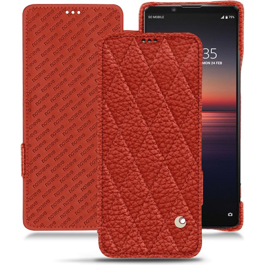 Noreve Lederschutzhülle horizontal (Sony Xperia 1 II), Smartphone Hülle, Orange