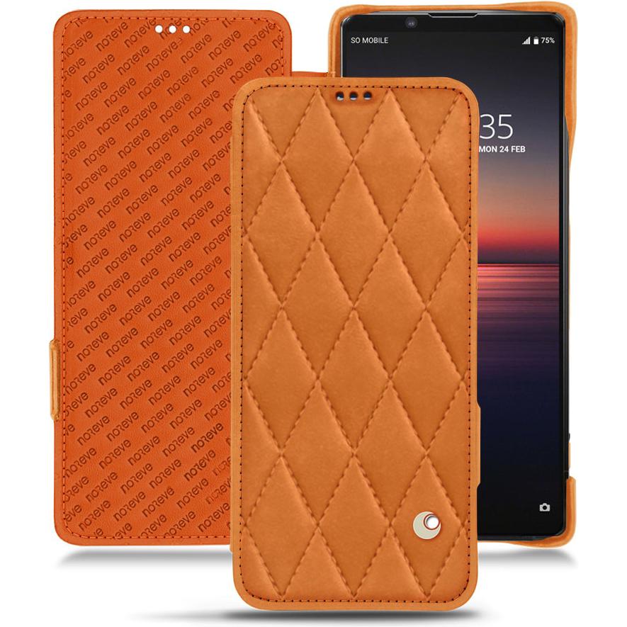 Noreve Lederschutzhülle horizontal (Sony Xperia 1 II), Smartphone Hülle, Orange
