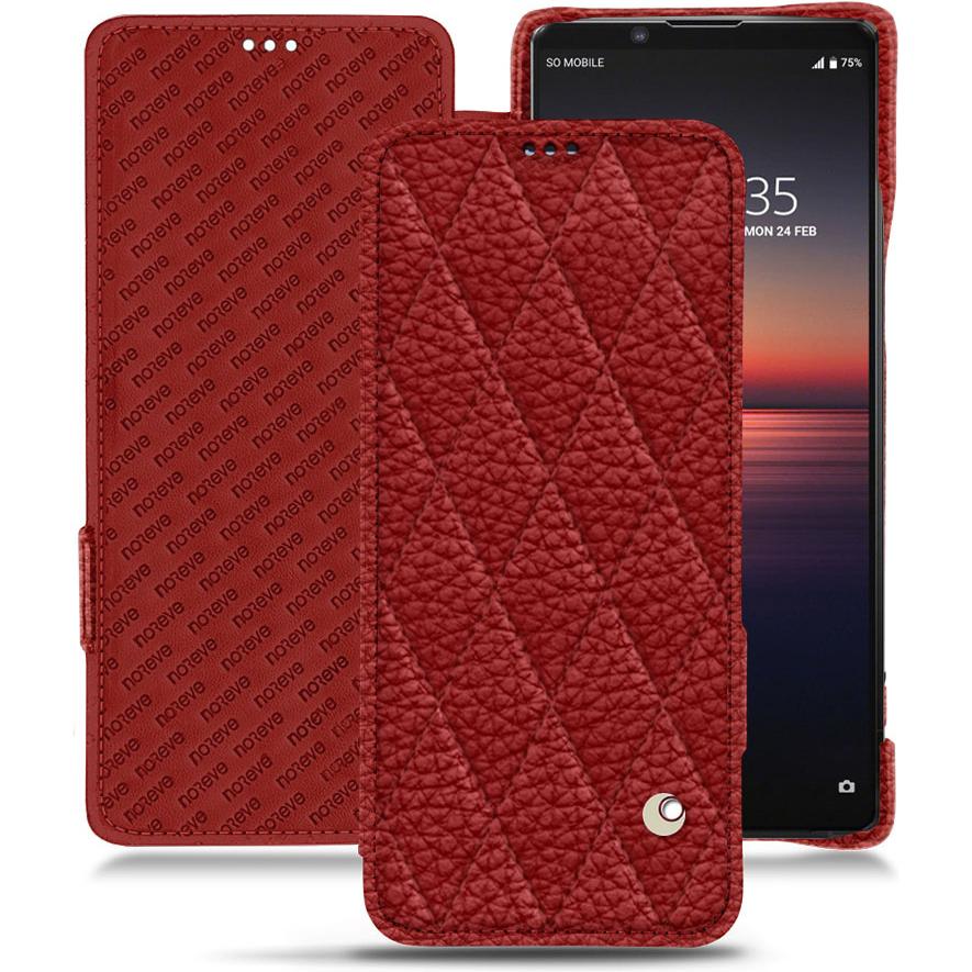 Noreve Lederschutzhülle horizontal (Sony Xperia 1 II), Smartphone Hülle, Rot