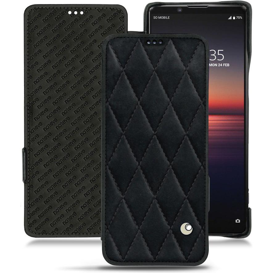 Noreve Lederschutzhülle horizontal (Sony Xperia 1 II), Smartphone Hülle, Schwarz