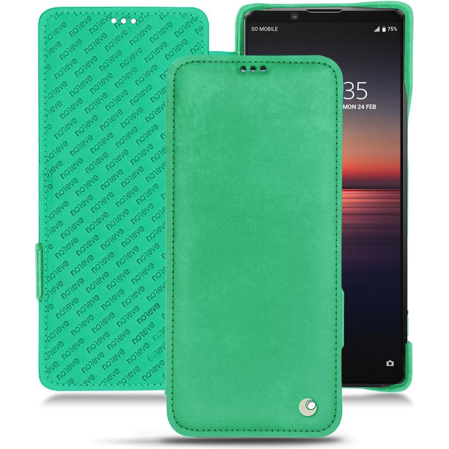 Noreve Lederschutzhülle horizontal (Sony Xperia 1 II), Smartphone Hülle, Grün