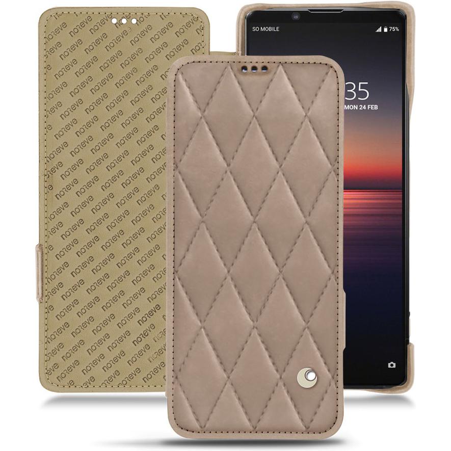 Noreve Lederschutzhülle horizontal (Sony Xperia 1 II), Smartphone Hülle, Beige