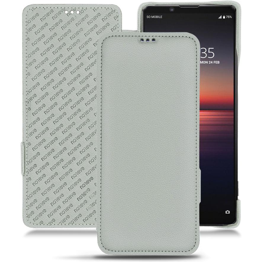 Noreve Lederschutzhülle horizontal (Sony Xperia 1 II), Smartphone Hülle, Grau