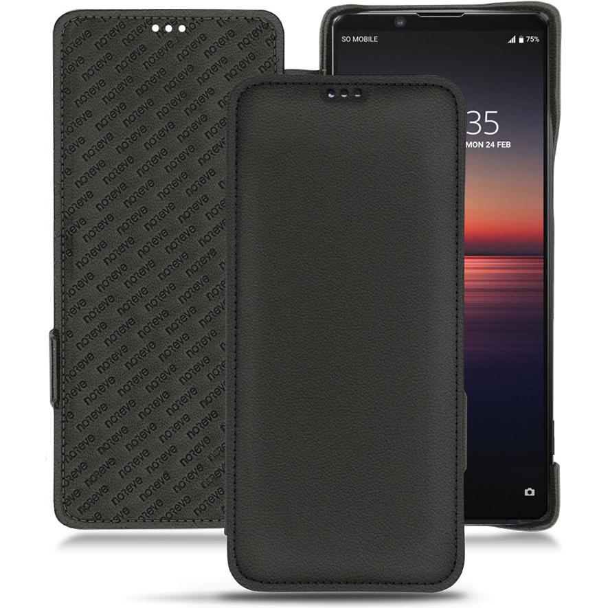 Noreve Lederschutzhülle horizontal (Sony Xperia 1 II), Smartphone Hülle, Schwarz