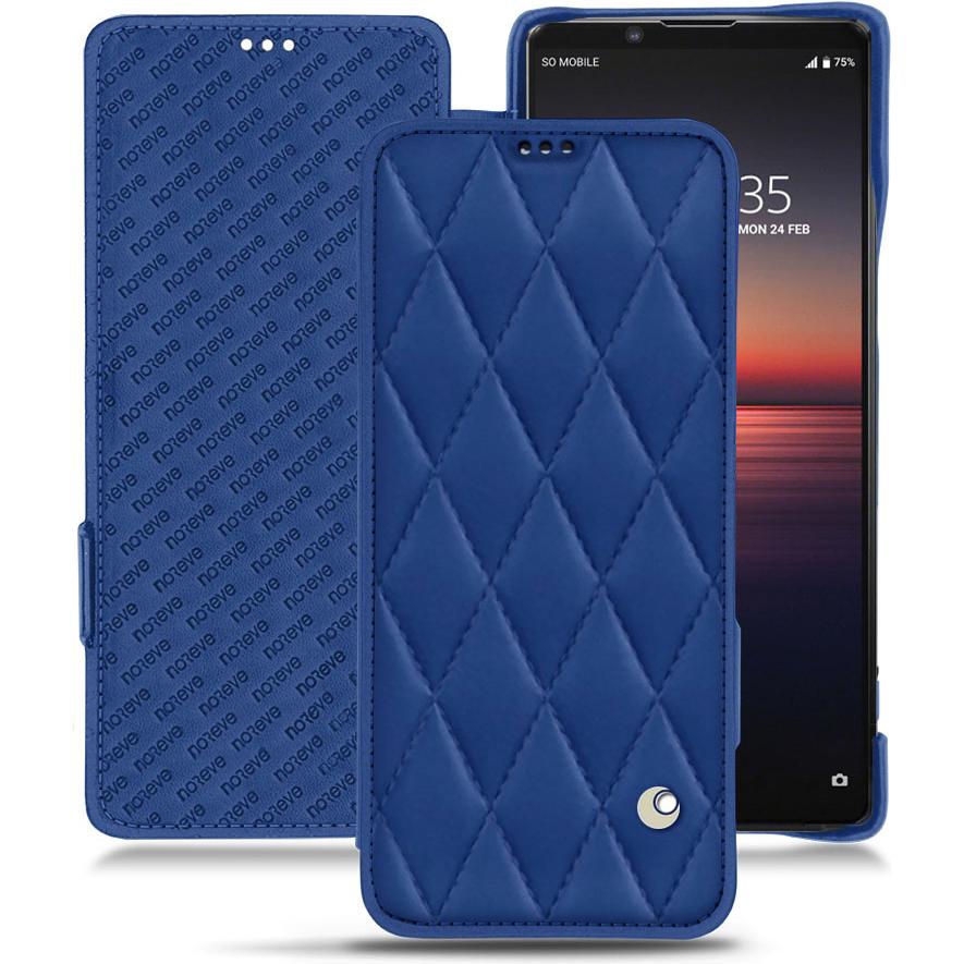 Noreve Lederschutzhülle horizontal (Sony Xperia 1 II), Smartphone Hülle, Blau