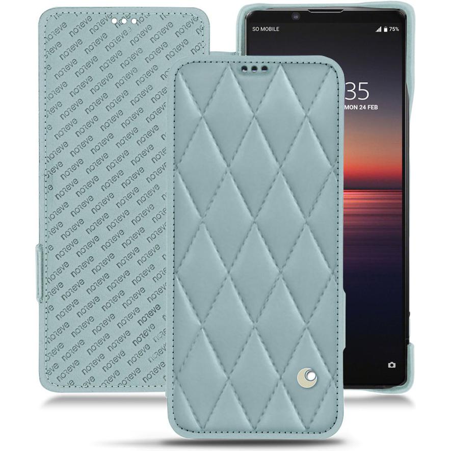 Noreve Lederschutzhülle horizontal (Sony Xperia 1 II), Smartphone Hülle, Blau