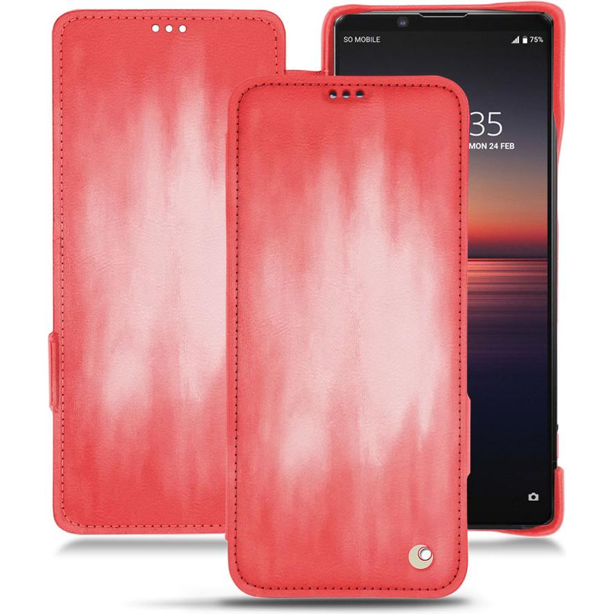 Noreve Lederschutzhülle horizontal (Sony Xperia 1 II), Smartphone Hülle, Rosa