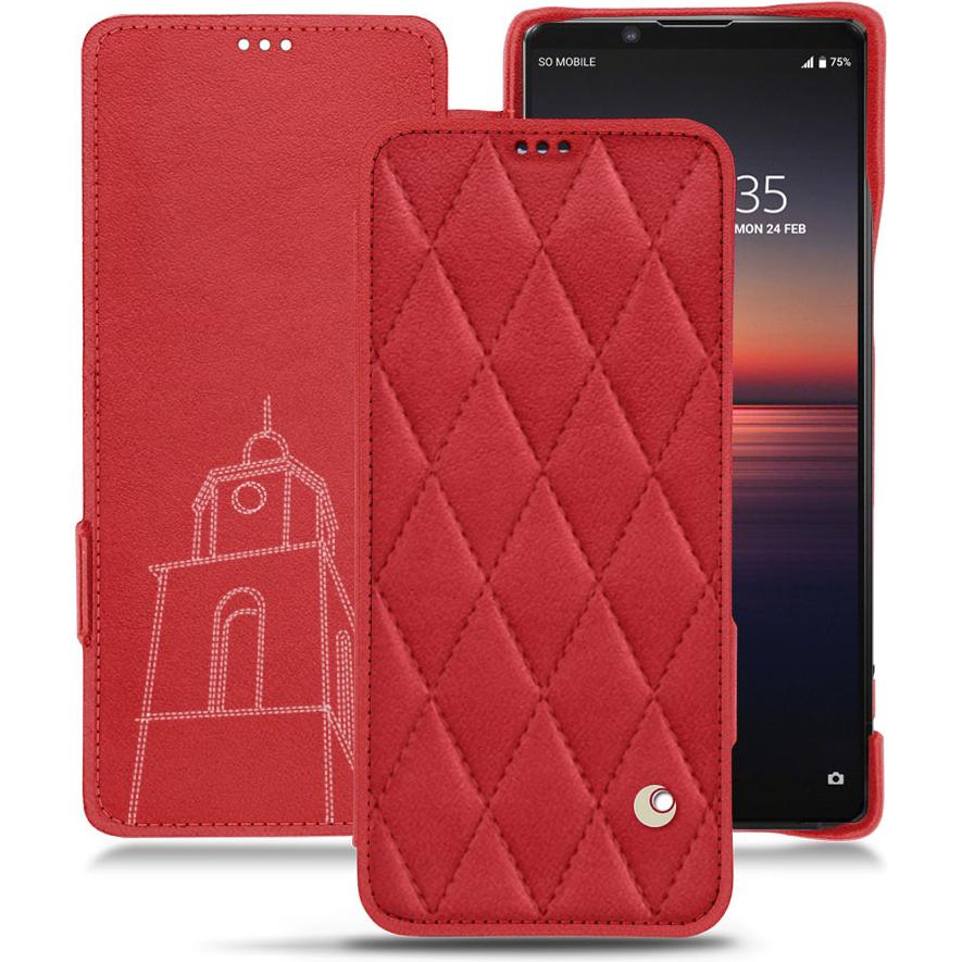 Noreve Lederschutzhülle horizontal (Sony Xperia 1 II), Smartphone Hülle, Rot