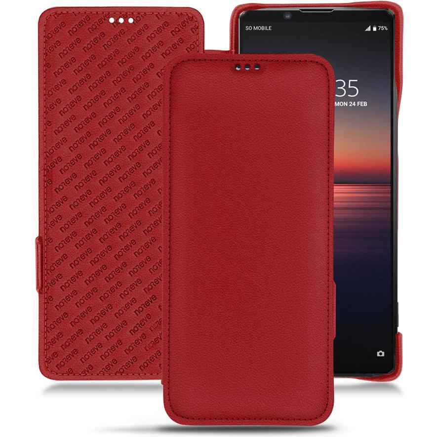 Noreve Lederschutzhülle horizontal (Sony Xperia 1 II), Smartphone Hülle, Rot