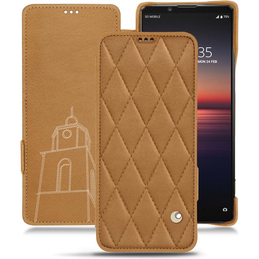 Thumbnail - Noreve Lederschutzhülle horizontal (Sony Xperia 1 II), Smartphone Hülle, Braun