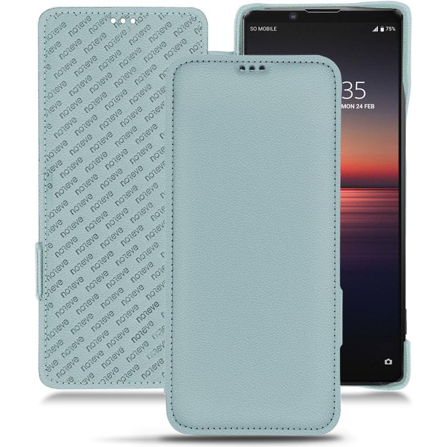 Noreve Lederschutzhülle horizontal (Sony Xperia 1 II), Smartphone Hülle, Blau