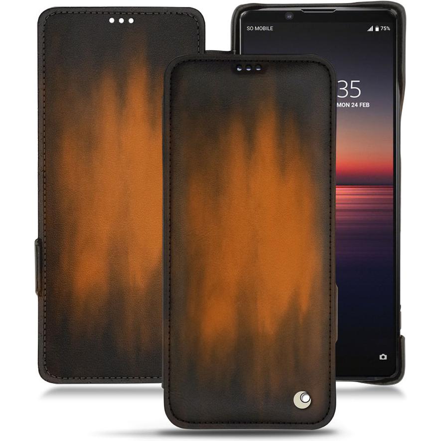 Thumbnail - Noreve Lederschutzhülle horizontal (Sony Xperia 1 II), Smartphone Hülle, Braun