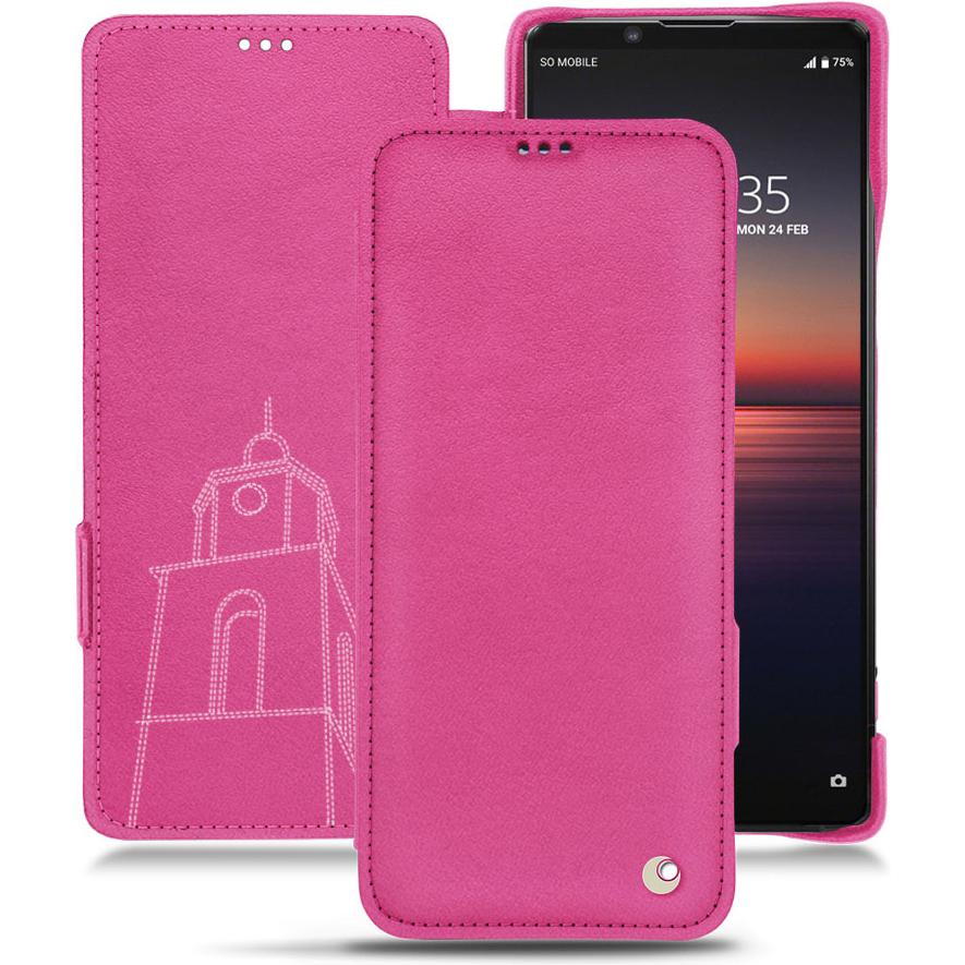 Noreve Lederschutzhülle horizontal (Sony Xperia 1 II), Smartphone Hülle, Rosa