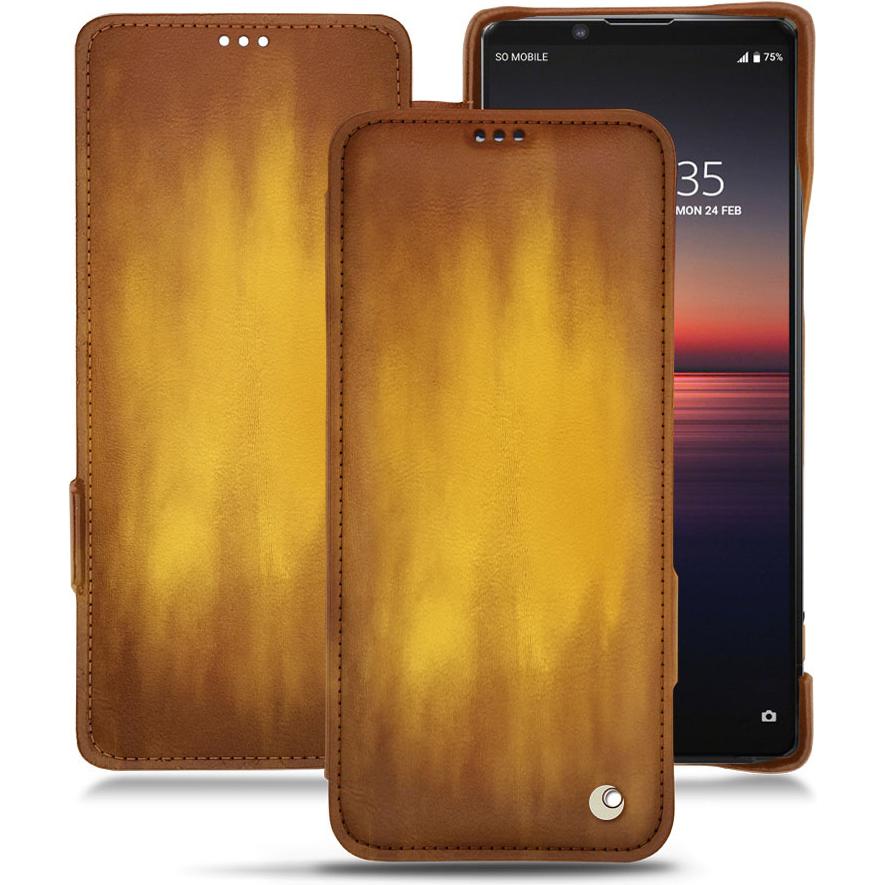 Noreve Lederschutzhülle horizontal (Sony Xperia 1 II), Smartphone Hülle, Gold