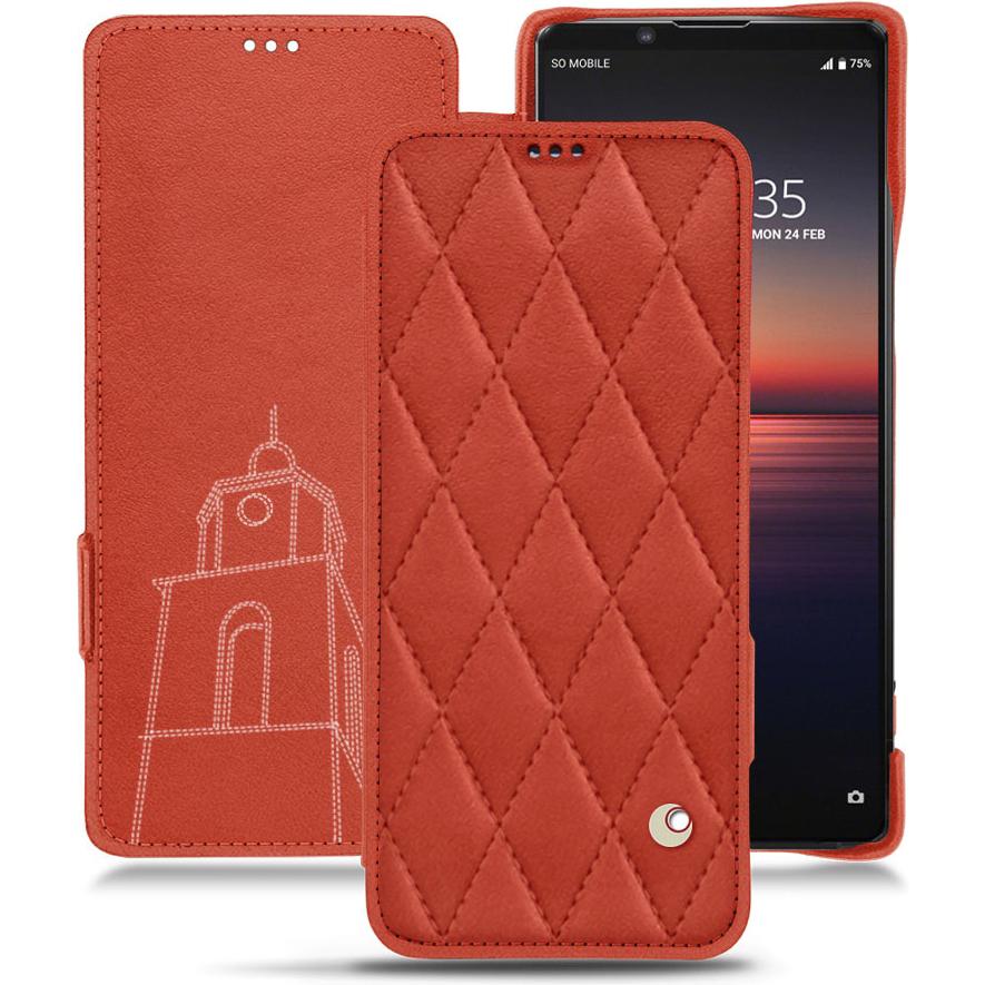Noreve Lederschutzhülle horizontal (Sony Xperia 1 II), Smartphone Hülle, Orange