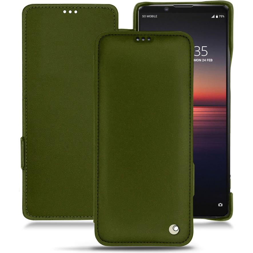 Noreve Lederschutzhülle horizontal (Sony Xperia 1 II), Smartphone Hülle, Grün