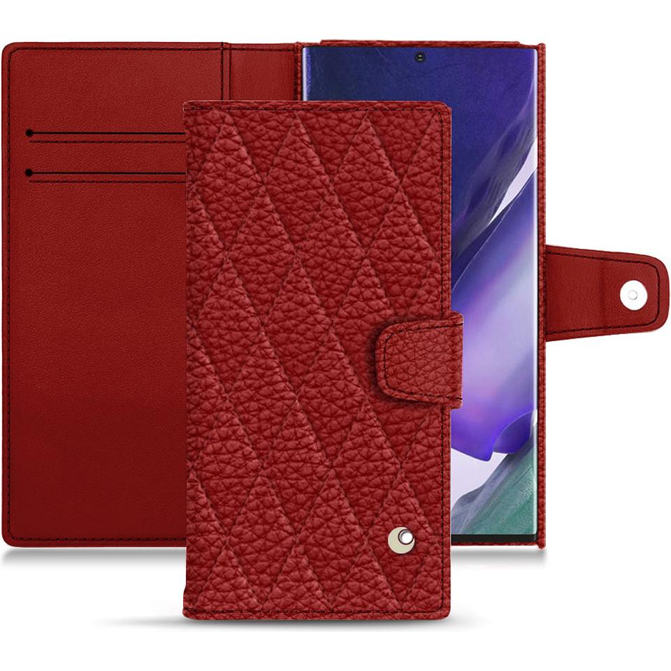 Noreve Lederschutzhülle Wallet (Samsung Galaxy Note 20 Ultra), Smartphone Hülle, Rot