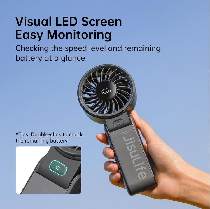 Actual product image Jisulife Mini wentylator Handheld Fan Life7 3600mAh przenośny wiatraczek USB - czarny