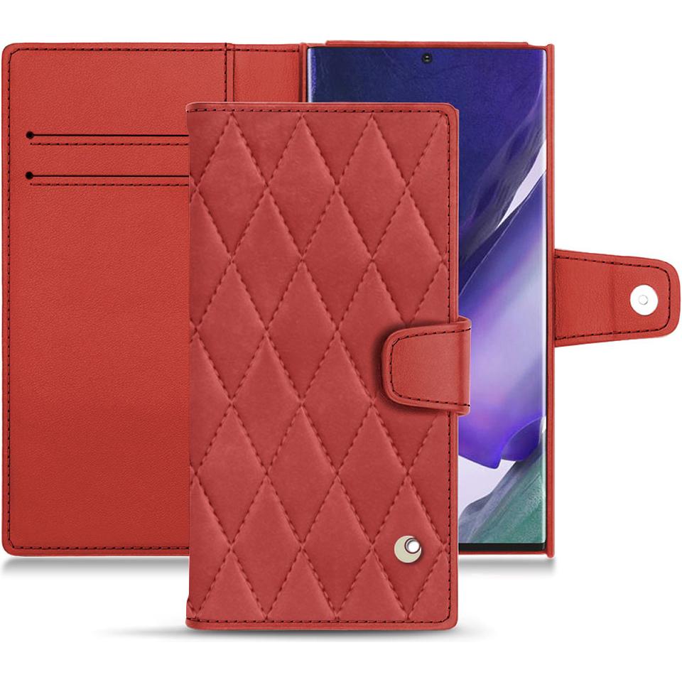 Noreve Lederschutzhülle Wallet (Samsung Galaxy Note 20 Ultra), Smartphone Hülle, Rot
