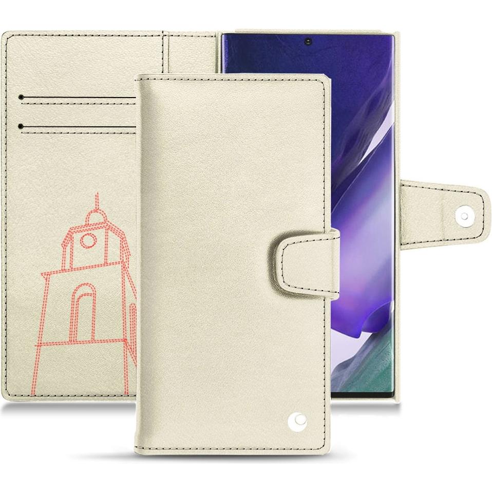 Noreve Lederschutzhülle Wallet (Samsung Galaxy Note 20 Ultra), Smartphone Hülle, Weiss