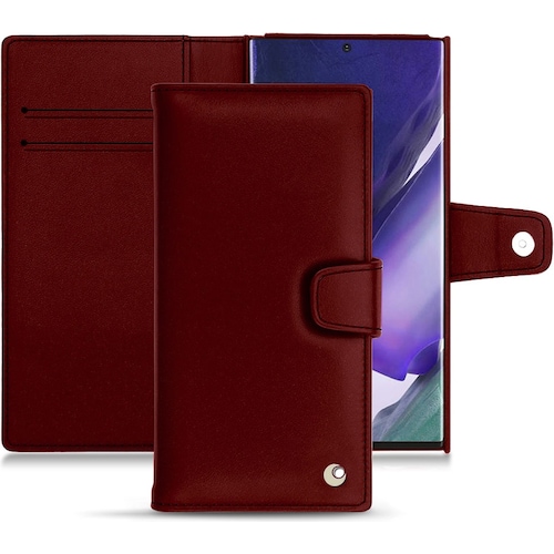 Noreve Lederschutzhülle Wallet (Samsung Galaxy Note 20 Ultra), Smartphone Hülle, Rot